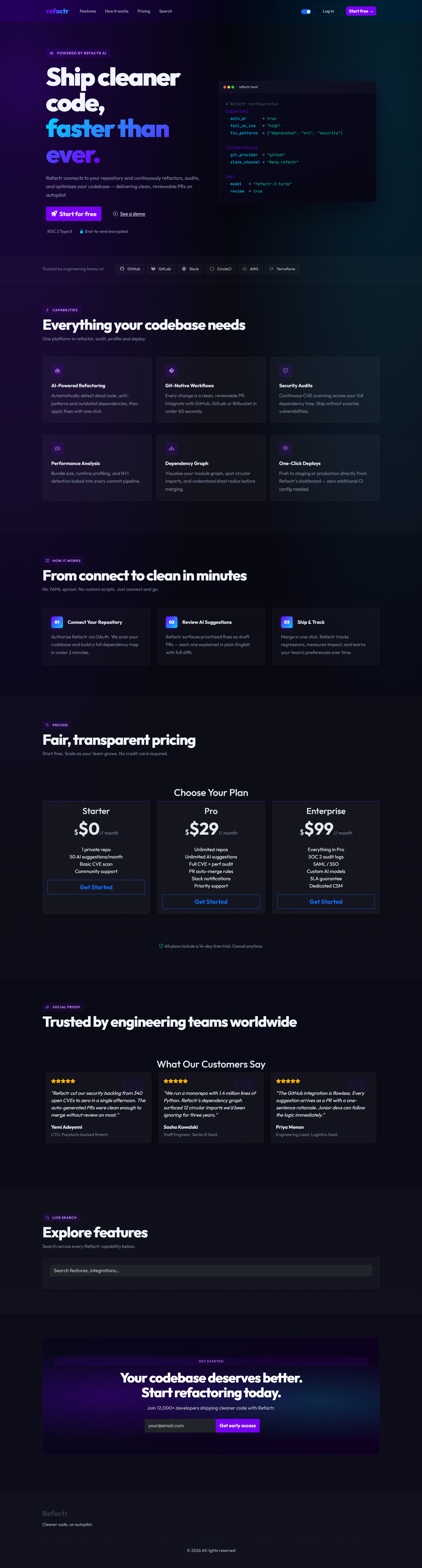 Generated SaaS in dark mode